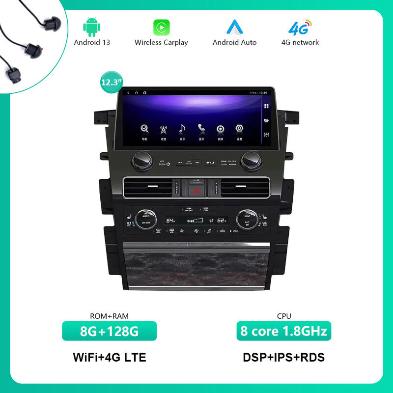 Yuecai 12.3inch Large Dvd Player Built In DSP Carplay 4G BT5.0 AHD For Nissan Patrol Modification Y62 2022 Amanda