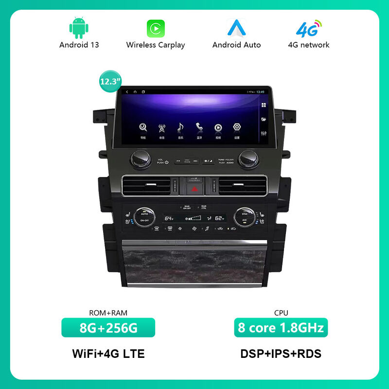 Yuecai 12.3inch Large Dvd Player Built In DSP Carplay 4G BT5.0 AHD For Nissan Patrol Modification Y62 2022 Amanda
