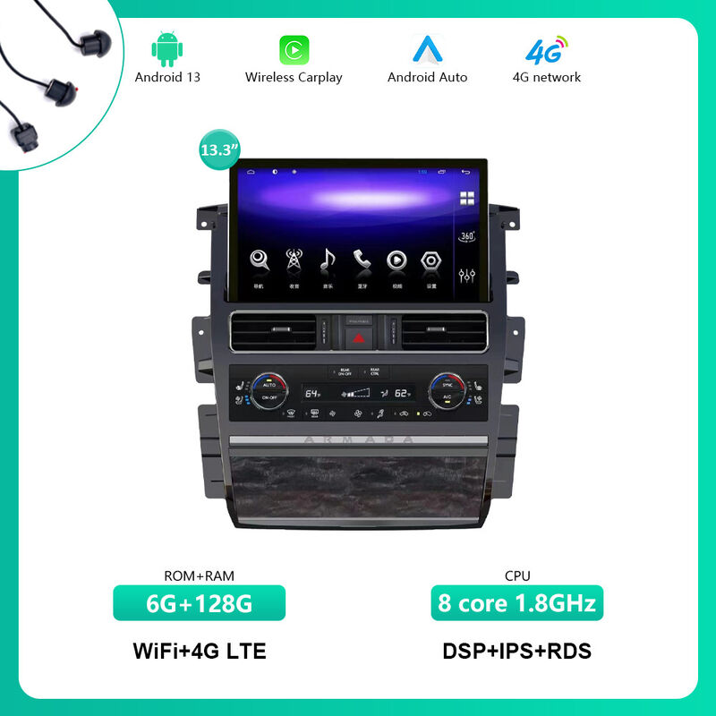 13.3inch Auto Android radio Built in DSP 360 Carplay 4G for Y62 2017 Nissan Patrol Amanda