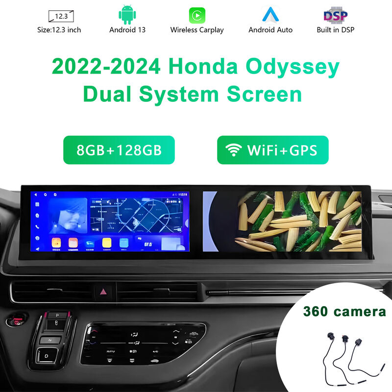 12.3'' Honda 22-24 Odyssey Modified Car Navigation Co-pilot Entertainment Display Dual Screen
