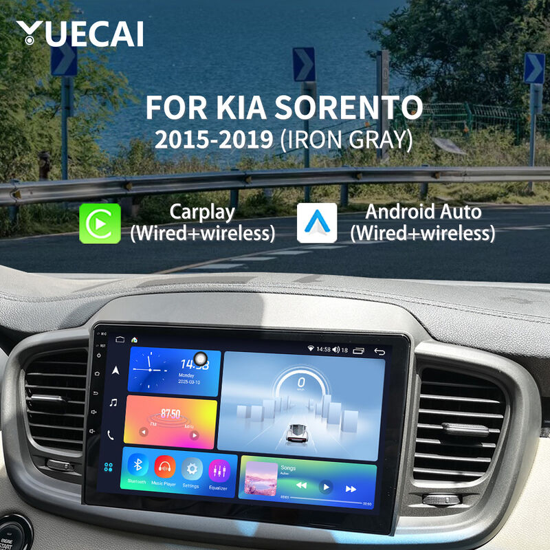 QLED Car Android Head Unit Iron Gray Auto Car DVD Player 10 Inch For KIA SORENTO 2015 - 2019