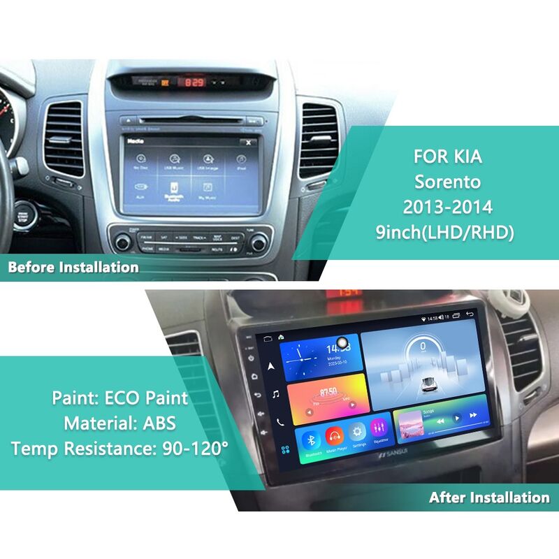 Custom Car Android Head Unit Black Car Navigation Head Unit For Kia SORENTO 2013-2014