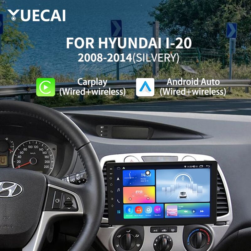 9 Inch Car Android Head Unit 1080P Hyundai i20 Head Unit Silvery 2008-2014