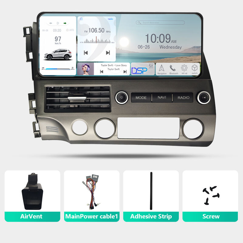 Multimedia Car Android Head Unit 12.3 Inch Car Radio DVD Player For Honda Civic 2008 - 2011 Dashboard Screen