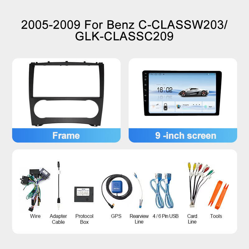 9 pulgadas IPS Display Car Stereo 1280 * 720 Android Car DVD Player Portable para el Benz