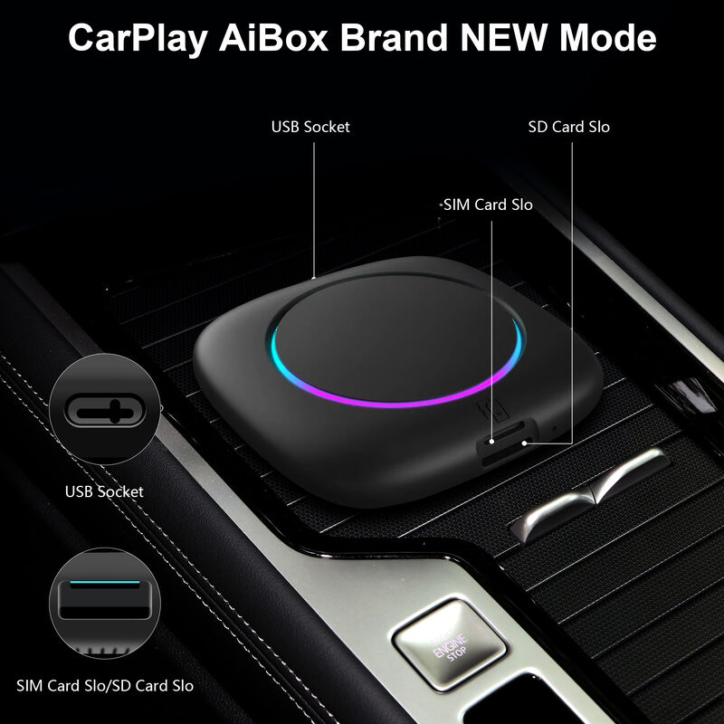 Black Android 13 AI Box Bluetooth 5.0 Wireless Android Auto AI Box 5V For Streaming Video