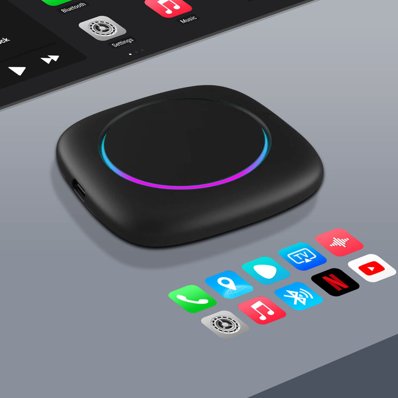 Black Android 13 AI Box Bluetooth 5.0 Wireless Android Auto AI Box 5V For Streaming Video