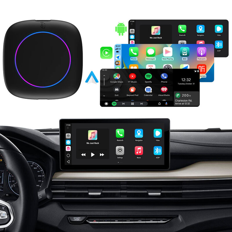 Black Android 13 AI Box Bluetooth 5.0 Wireless Android Auto AI Box 5V For Streaming Video