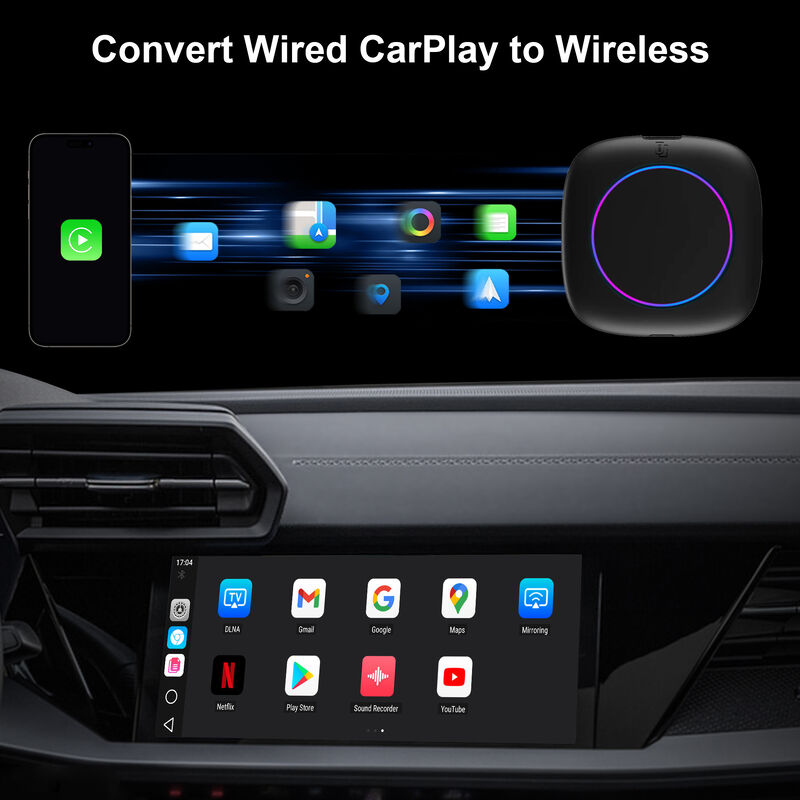 Black Android 13 AI Box Bluetooth 5.0 Wireless Android Auto AI Box 5V For Streaming Video