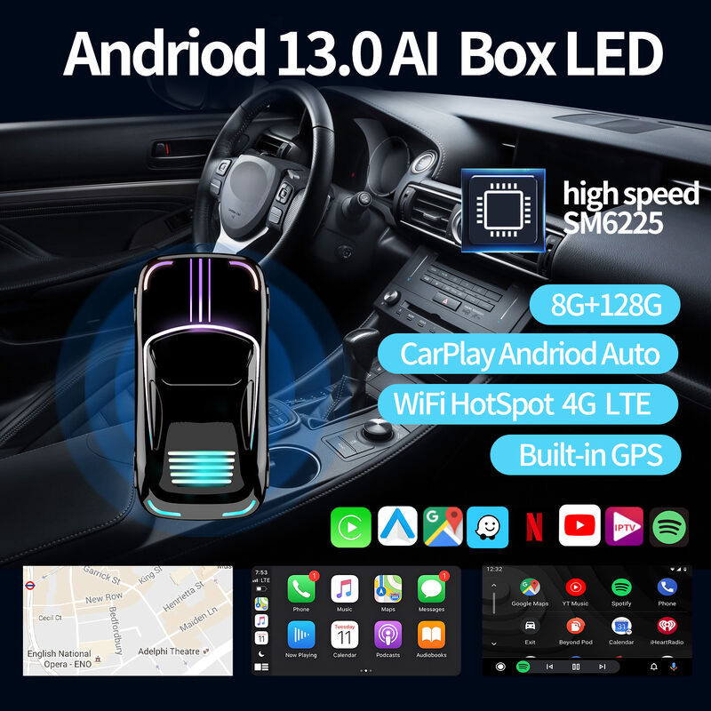 7 Colors Carplay Android Box 5G WIFI BT 5.0 2 In 1 Wireless Car Adapter