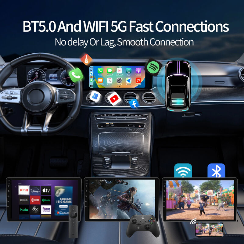 7 Colors Carplay Android Box 5G WIFI BT 5.0 2 In 1 Wireless Car Adapter