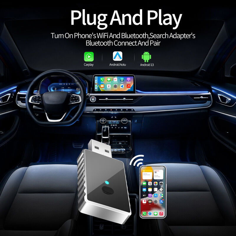 Plug And Play Android Carplay Box Universal Wireless Car Adapter Support Steering Wheel Control