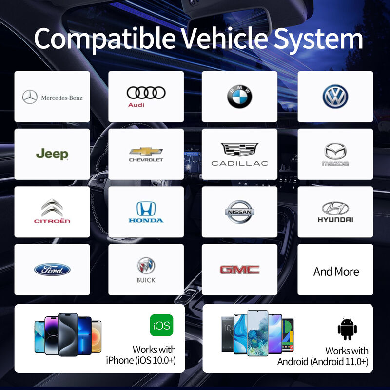 Plug And Play Android Carplay Box Universal Wireless Car Adapter Support Steering Wheel Control