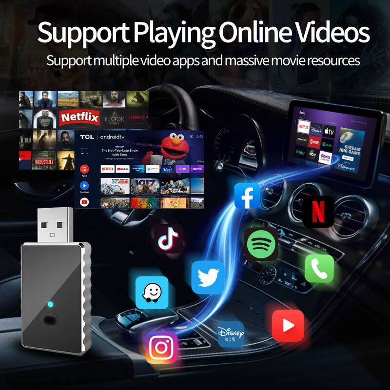 Plug And Play Android Carplay Box Universal Wireless Car Adapter Support Steering Wheel Control