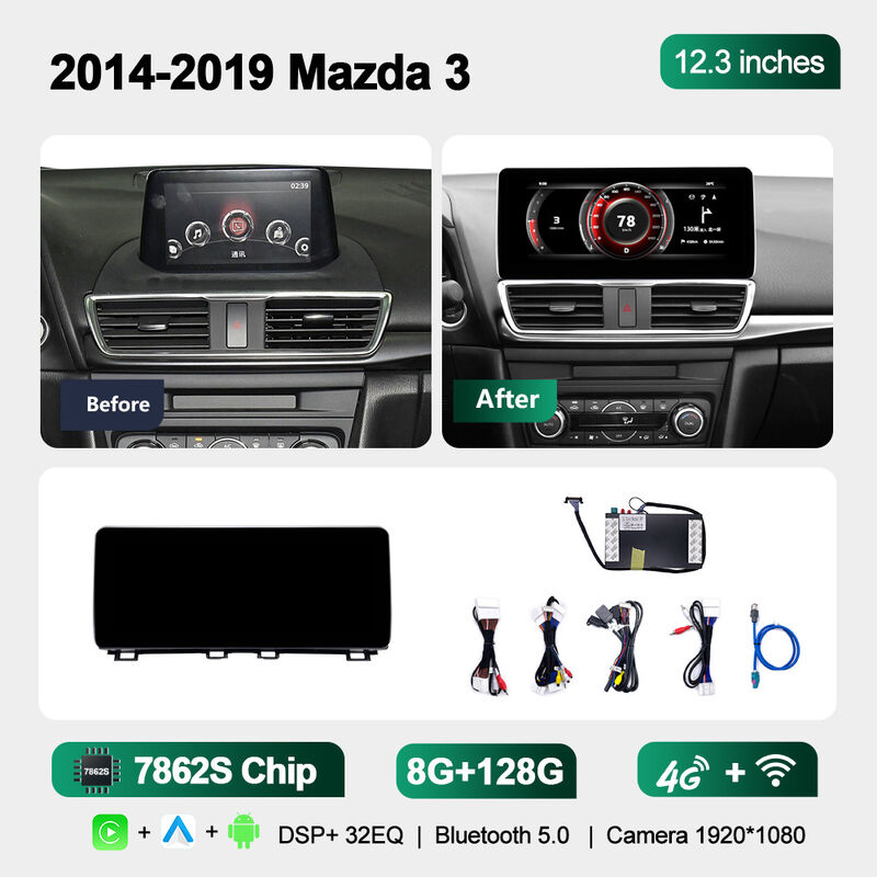 12.3 Inch Mazda Android Head Unit QLED Display Car Android DVD Players 1920*720 For Mazda3