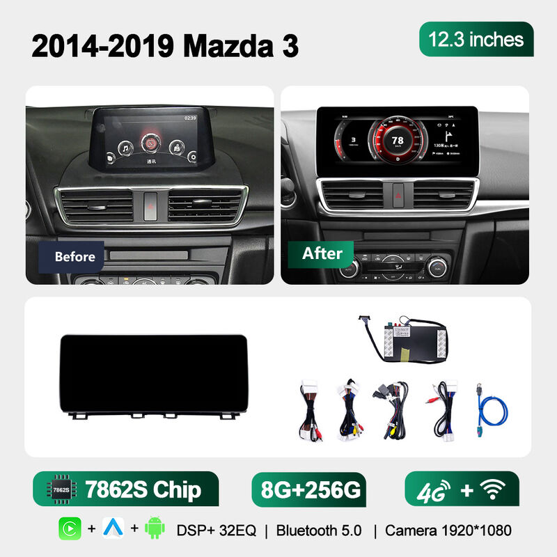 12.3 Inch Mazda Android Head Unit QLED Display Car Android DVD Players 1920*720 For Mazda3