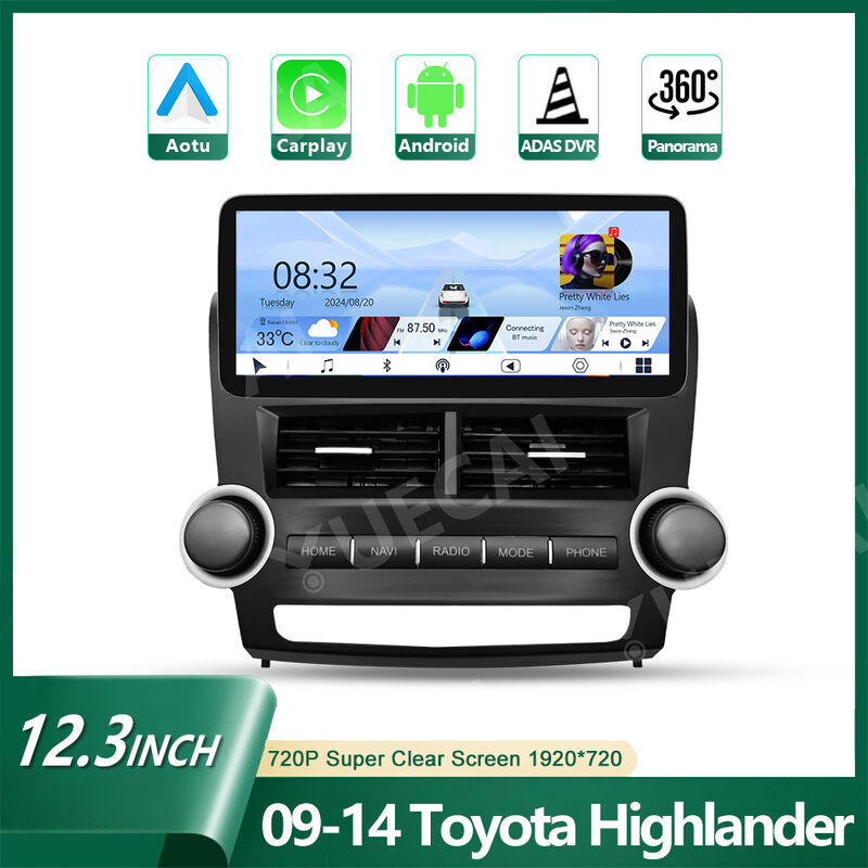 360 Camera Toyota Highlander DVD Player 1920*720 Carplay Android Head Unit 12.3 Inch