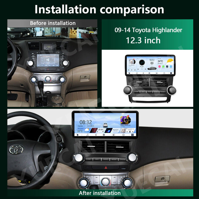 360 Camera Toyota Highlander DVD Player 1920*720 Carplay Android Head Unit 12.3 Inch