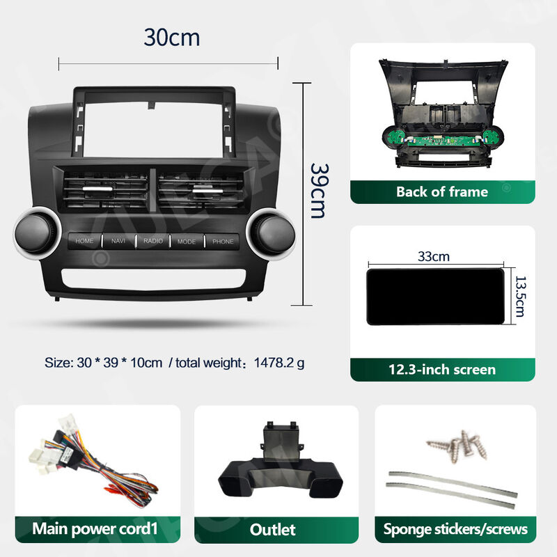 360 Camera Toyota Highlander DVD Player 1920*720 Carplay Android Head Unit 12.3 Inch