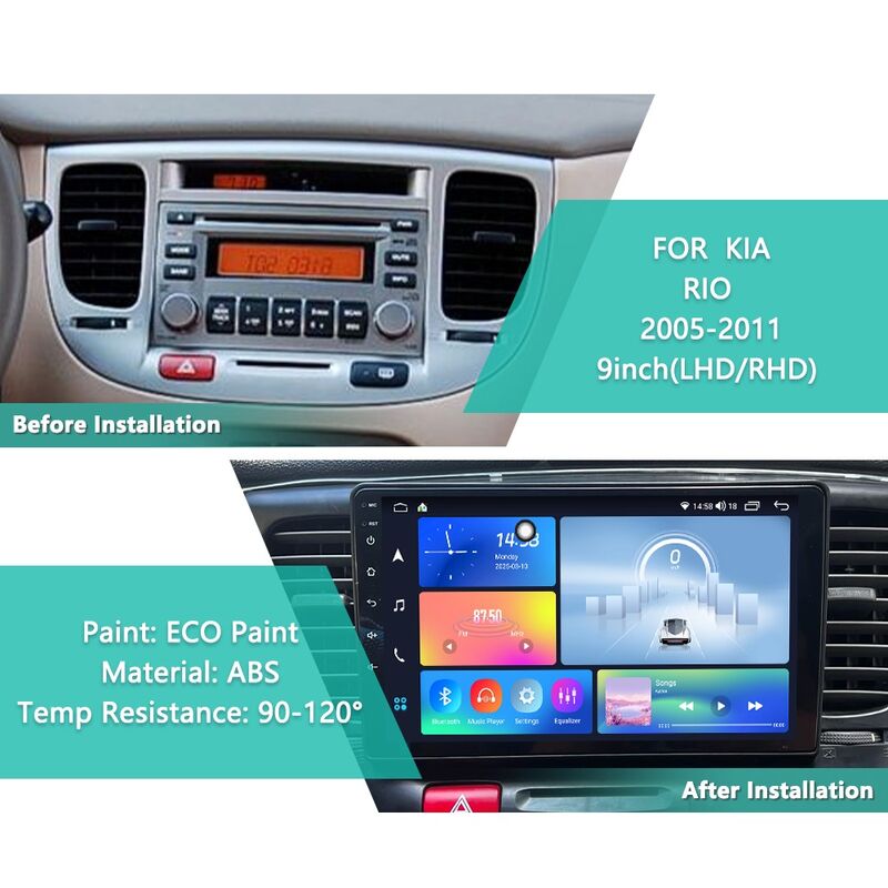 1280*720 KIA Rio DVD Player 4G Touch Screen DVD Player 9 Inch / 10 Inch